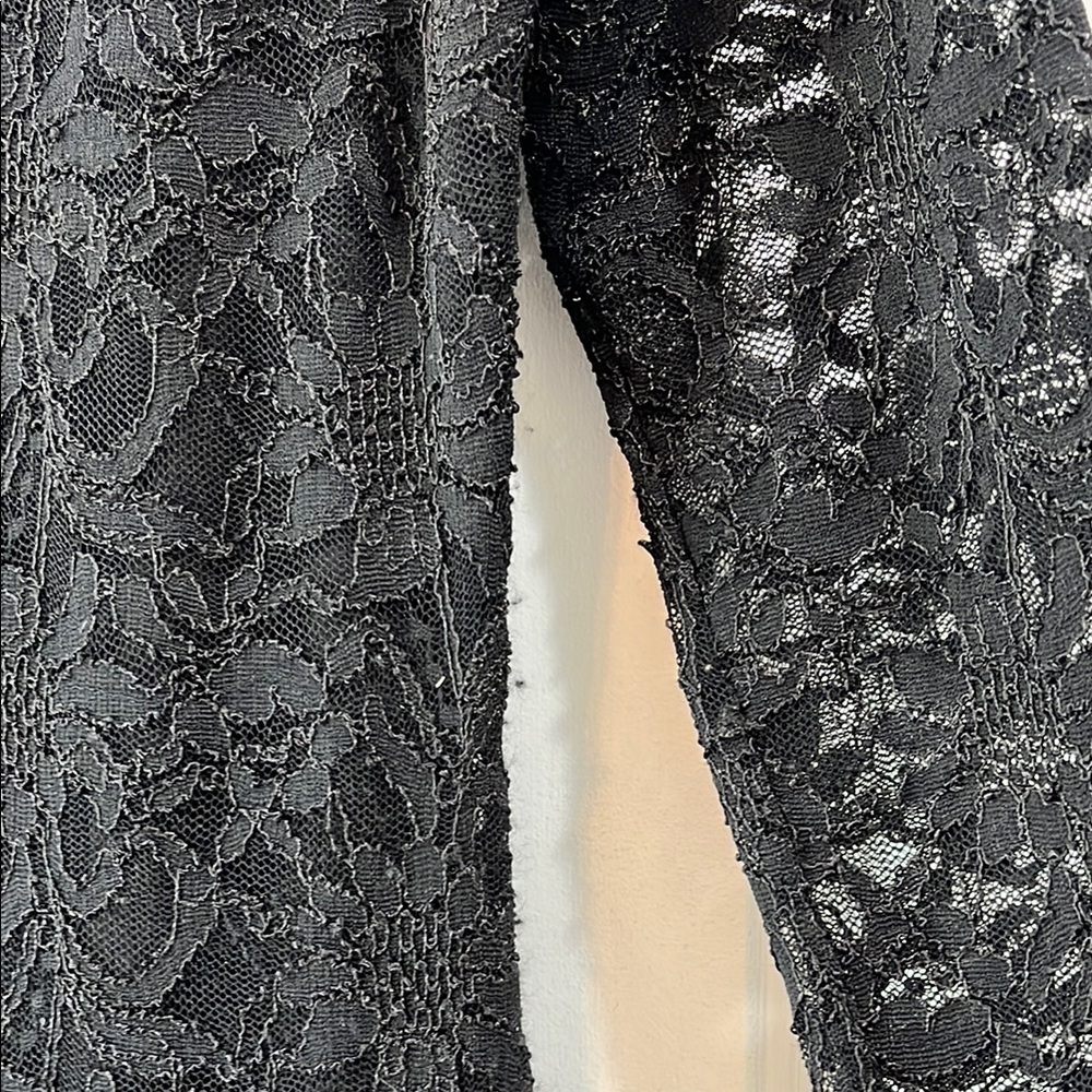 Jump Apparel Black Mesh Floral Long Sleeve Sheath Cocktail Dress - Size Large - Picture 3 of 13
